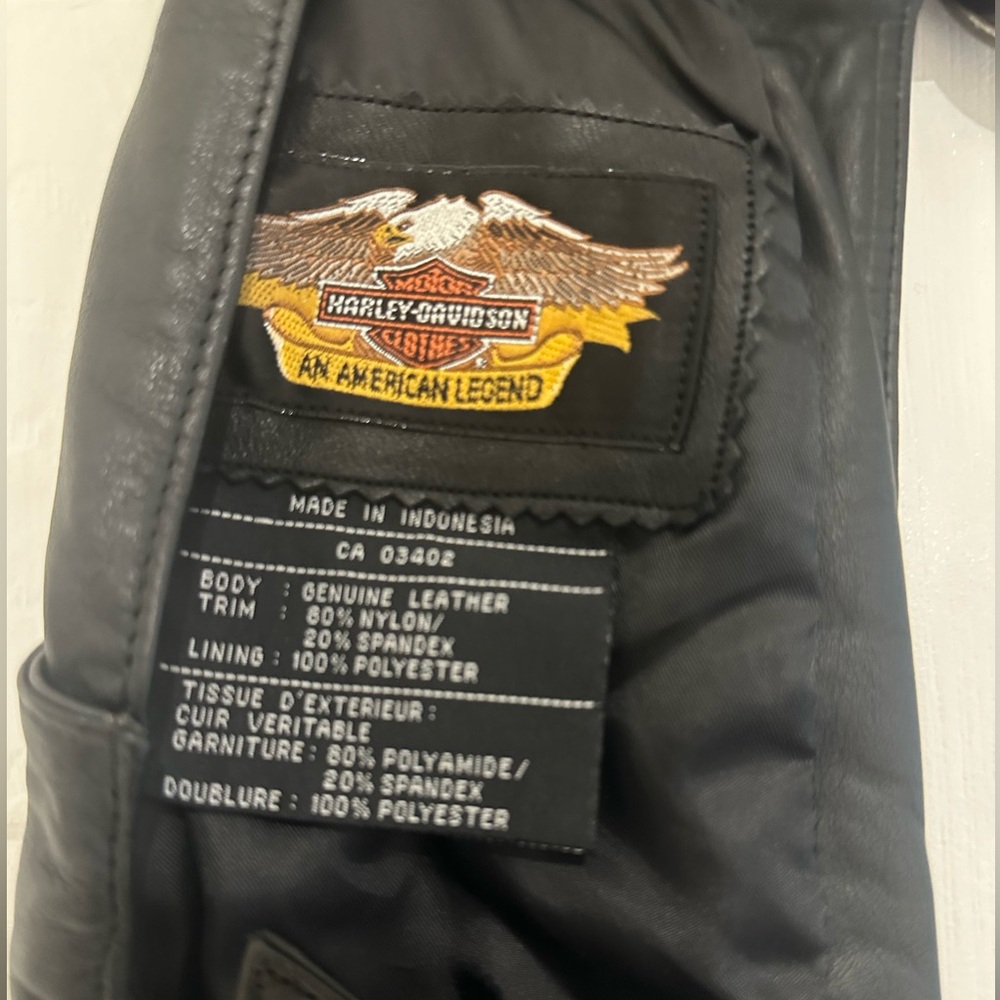Harley Davidson black leather motorcycle chaps